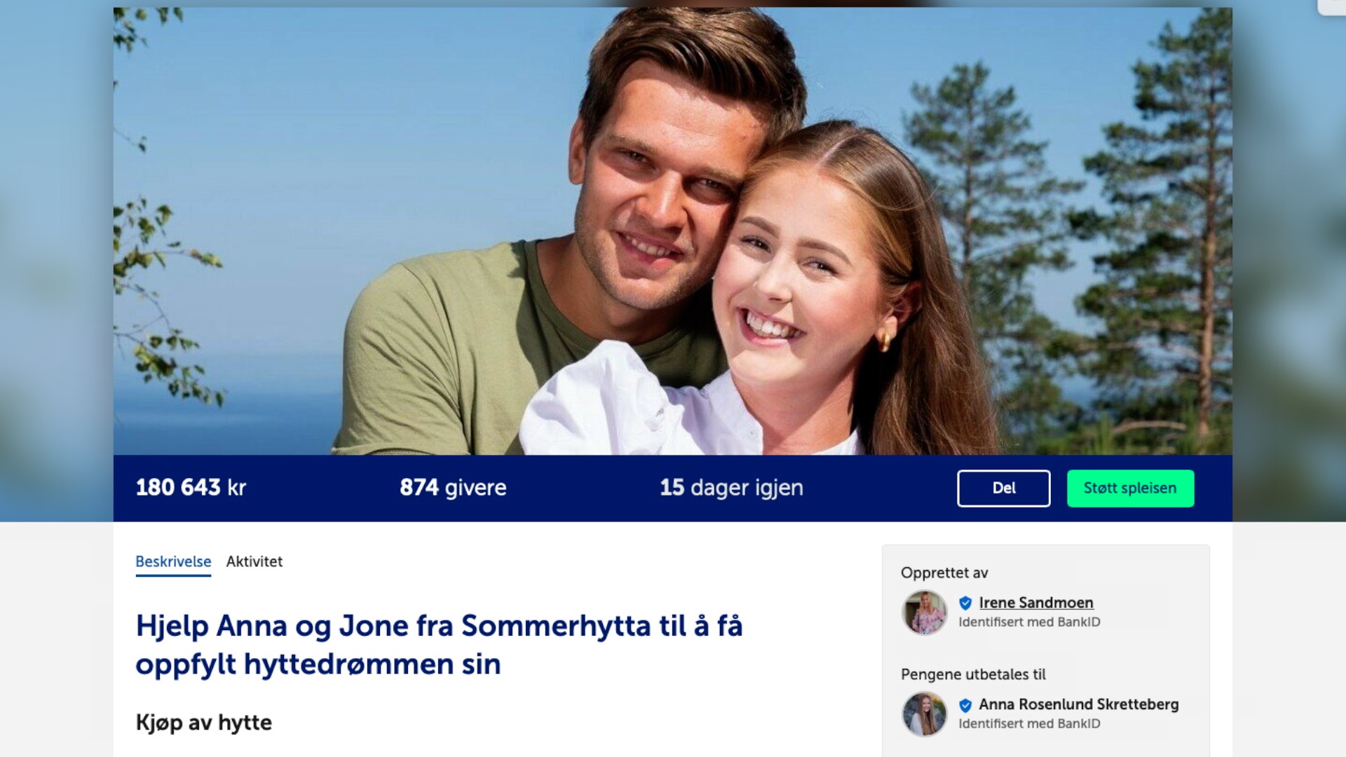 Har samlet inn over 180.000 kroner til Anna og Jone. Men innsamlingen har også skapt debatt